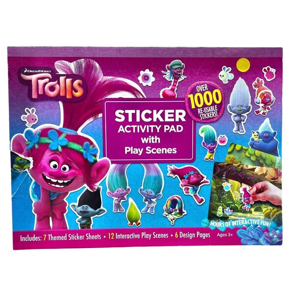 DreamWorks Trolls Sticker Activity Pad With Play Scenes 1000+ Reusable Stickers - Picture 2 of 12